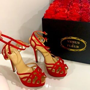 Charlotte Olympia satin red sexy valentines stiletto